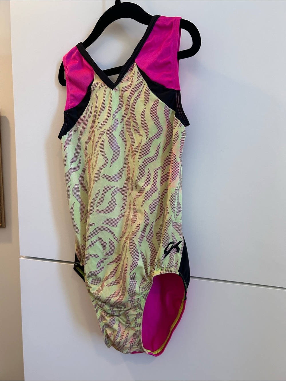 GK Neon Pink and Zebra Print Gymnastics Leotard - Adult Medium